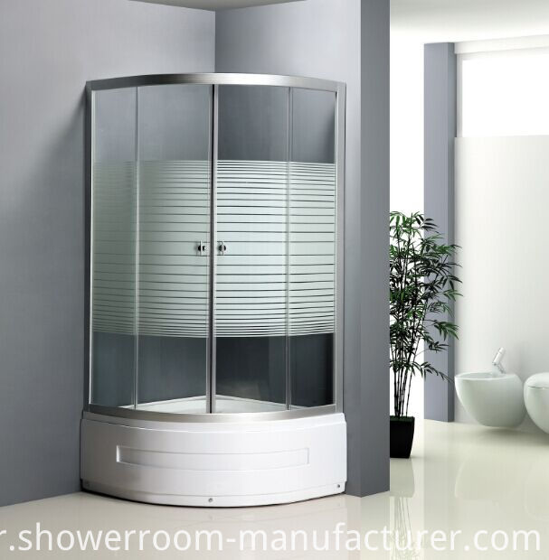 High Tray 45cm Stripe Glass Shower Cubicle (ADL-8035B)